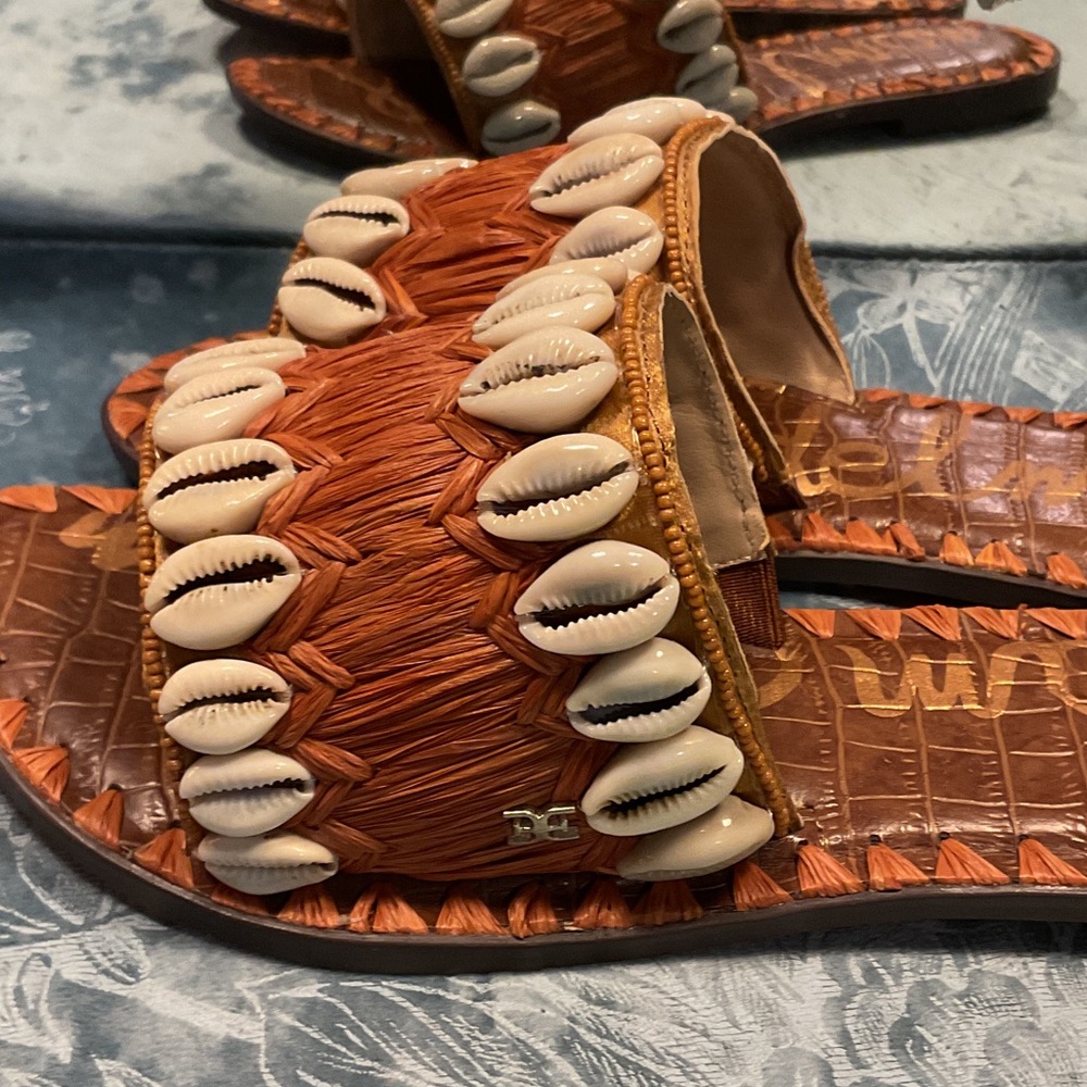 Sam Edelman Gale Raffia Shell Slide Sandals - Picture 5 of 7